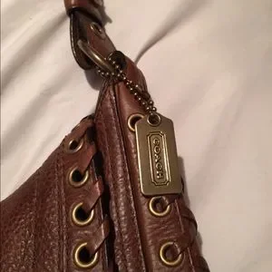 Coach Tobacco Abbey Lace Flap Hobo Rare COACH LTD ED Studded Lace